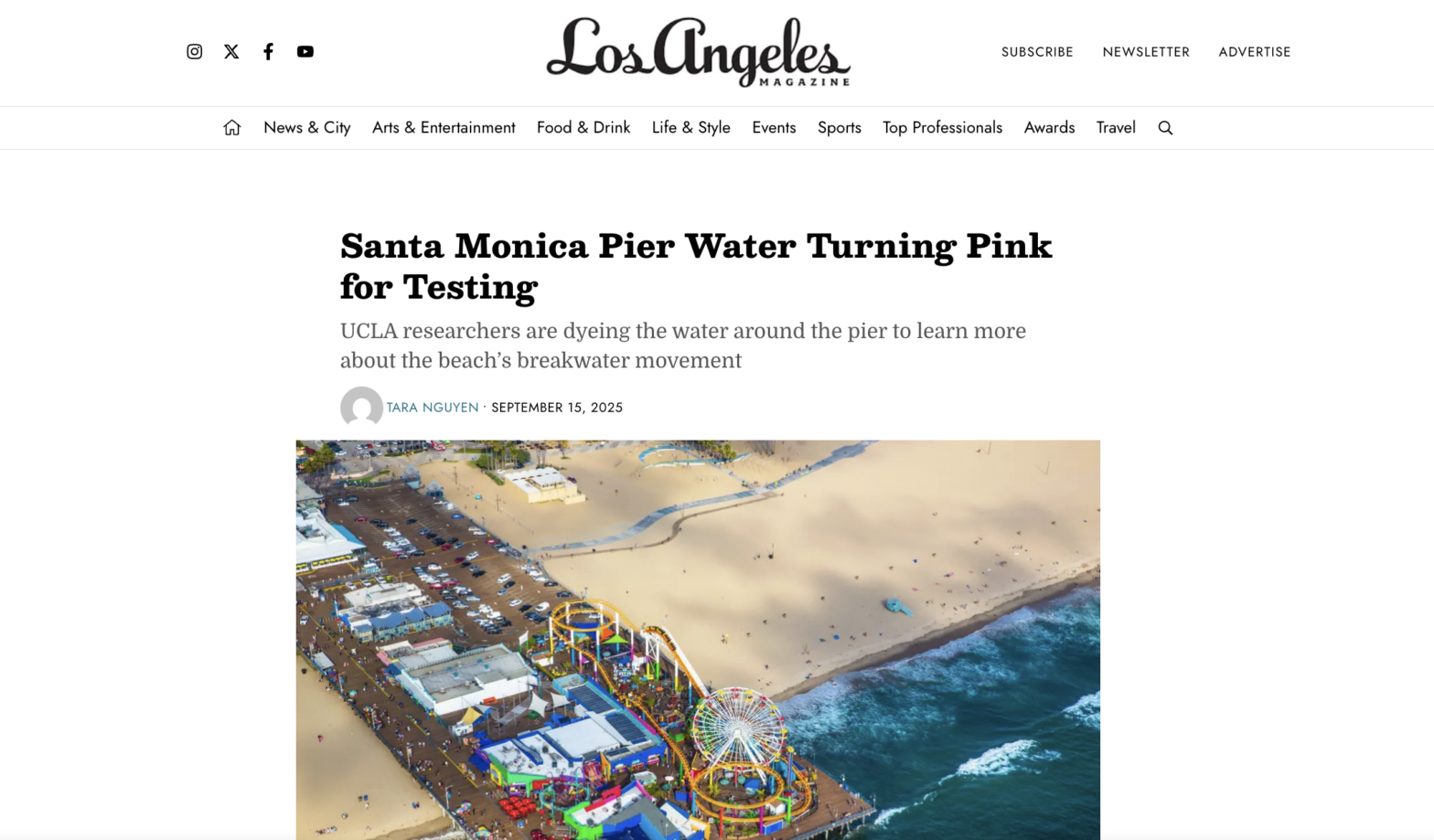 LA Magazine article display with Santa Monica Pier image